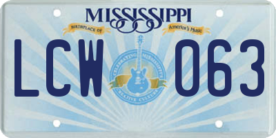 MS license plate LCW063