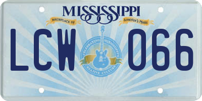 MS license plate LCW066