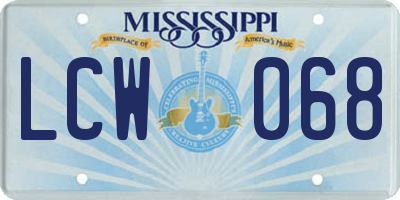MS license plate LCW068