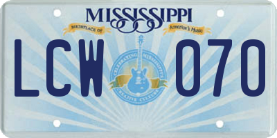 MS license plate LCW070