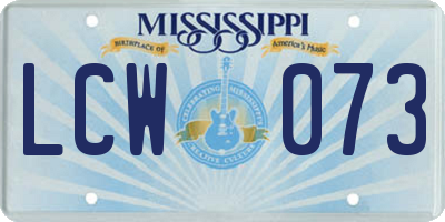 MS license plate LCW073