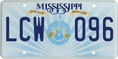 MS license plate LCW096