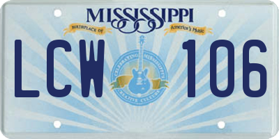 MS license plate LCW106