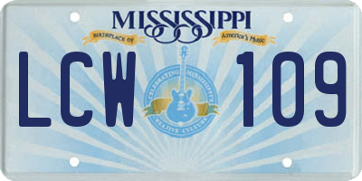 MS license plate LCW109