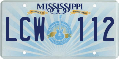 MS license plate LCW112