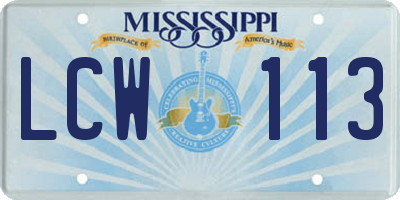 MS license plate LCW113
