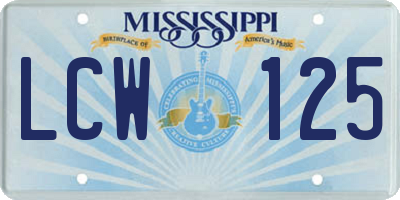 MS license plate LCW125