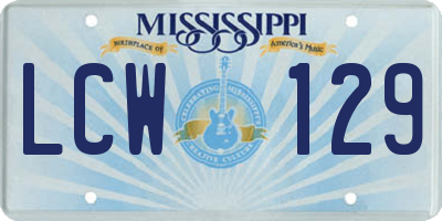 MS license plate LCW129