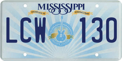 MS license plate LCW130