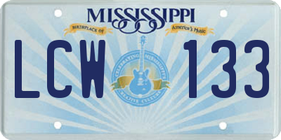MS license plate LCW133