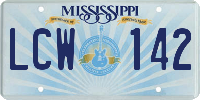 MS license plate LCW142