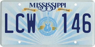MS license plate LCW146