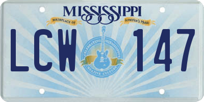 MS license plate LCW147