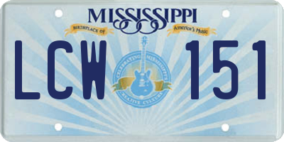 MS license plate LCW151