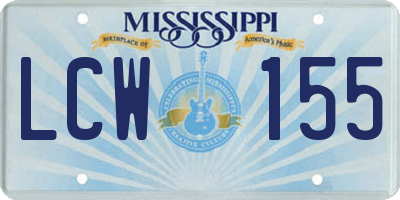MS license plate LCW155