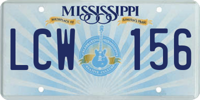 MS license plate LCW156