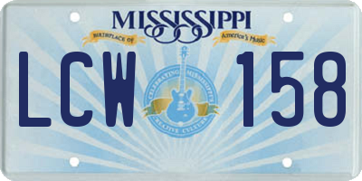 MS license plate LCW158