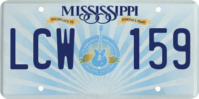 MS license plate LCW159