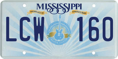 MS license plate LCW160