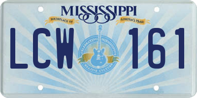 MS license plate LCW161