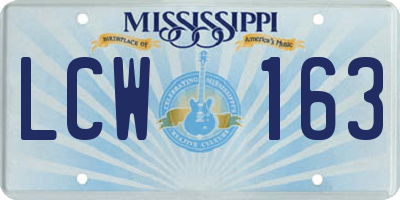MS license plate LCW163