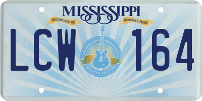 MS license plate LCW164