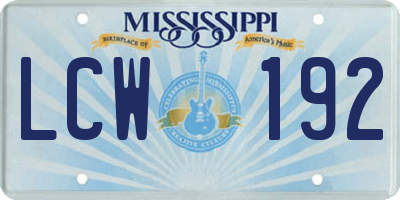 MS license plate LCW192
