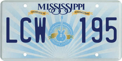 MS license plate LCW195