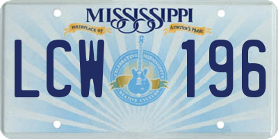 MS license plate LCW196