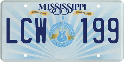 MS license plate LCW199