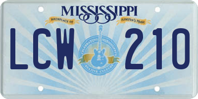 MS license plate LCW210