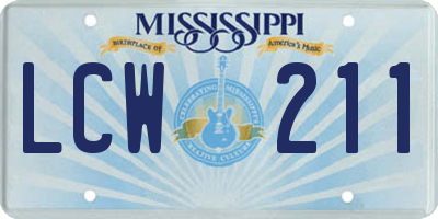 MS license plate LCW211