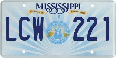 MS license plate LCW221