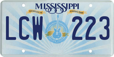 MS license plate LCW223