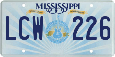 MS license plate LCW226