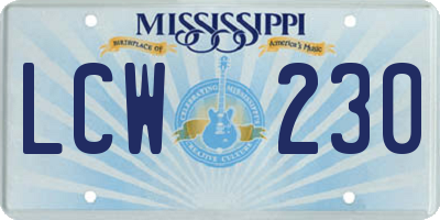 MS license plate LCW230