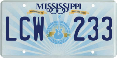 MS license plate LCW233