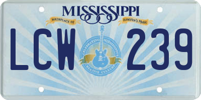 MS license plate LCW239
