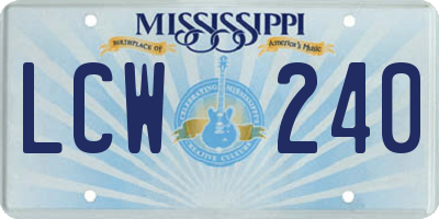 MS license plate LCW240