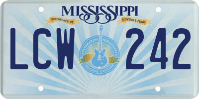 MS license plate LCW242