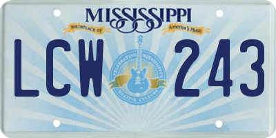 MS license plate LCW243