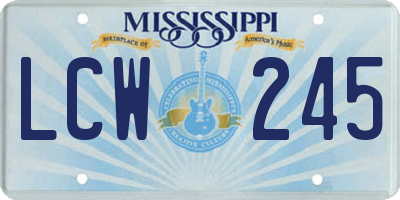 MS license plate LCW245