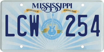 MS license plate LCW254