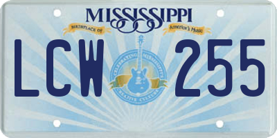 MS license plate LCW255
