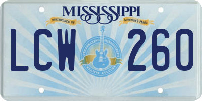 MS license plate LCW260