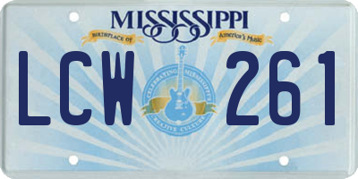 MS license plate LCW261