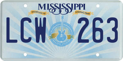 MS license plate LCW263