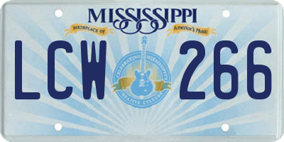 MS license plate LCW266