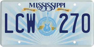 MS license plate LCW270