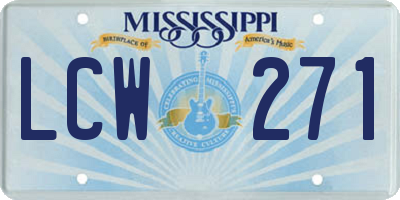 MS license plate LCW271